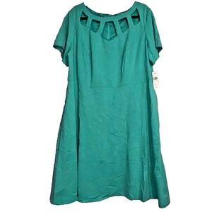 Alyx Draped Neck Dress Sz 20W Midi Cocktail Party Career Stretch Knit Elegant